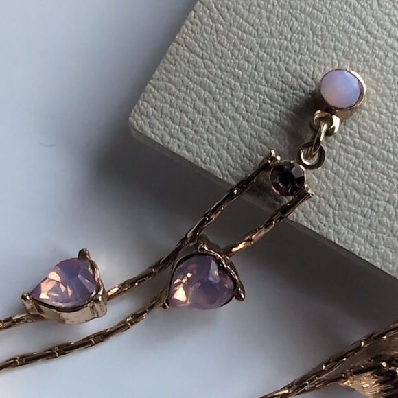 NWT Urban Outfitters Ombre Gold and Pink Heart Rhinestone Asymmetrical Earrings - Picture 5 of 10